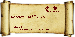 Kender Mónika névjegykártya